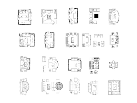  沙发茶几组合cad图库 