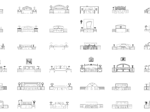  床前视图床立面图cad图库 