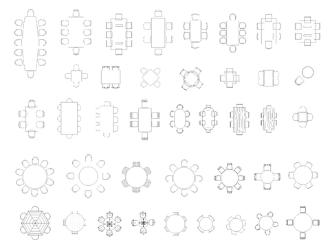  餐厅设备餐厅桌椅组合cad图库 