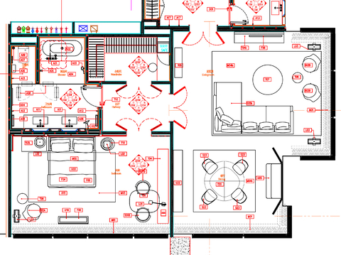  酒店客房cad平面图 