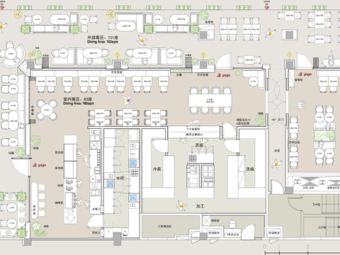  现代西餐厅cad平面图 