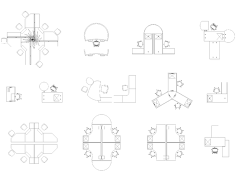  办公室平面图办公桌椅cad图库 