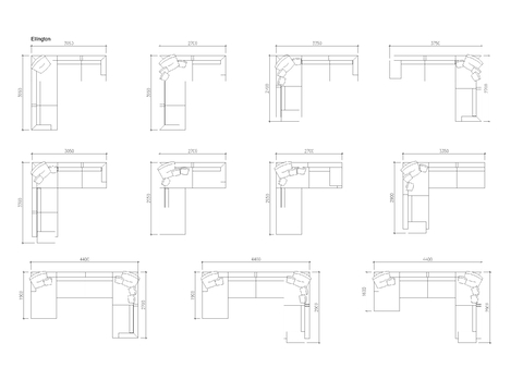  多人沙发带尺寸的沙发平面图cad图库 