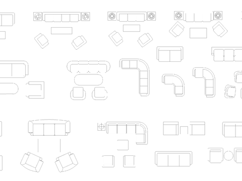  平面沙发和多人沙发cad图库 