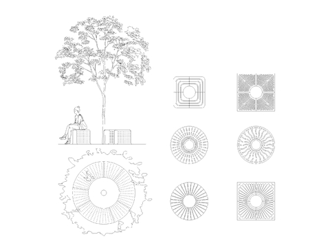  树木格栅cad图库 