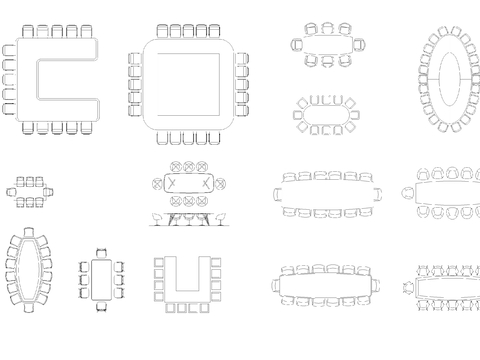  会议桌椅餐桌椅组合cad图库 
