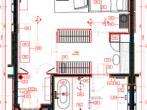  酒店客房cad平面图 