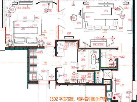  酒店客房cad平面图 