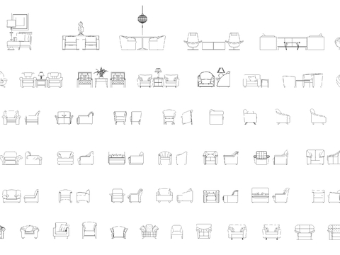  单人沙发 沙发组合cad图库 