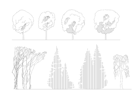  画树草图cad图库 
