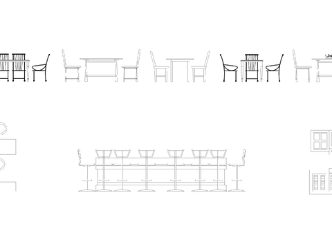  餐桌立面图cad图库 