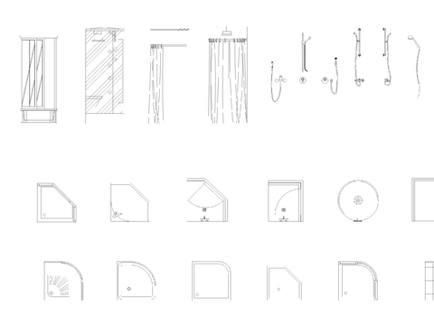  淋浴间 淋浴隔断CAD图块 
