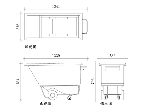  建筑垃圾卡車CAD三視圖 