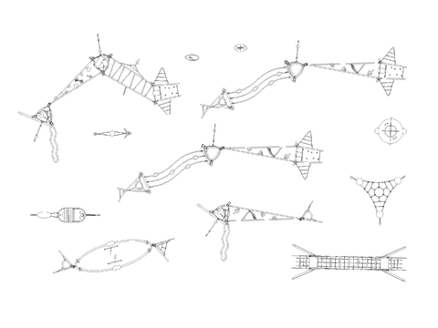  绳索游乐场结构CAD图库 