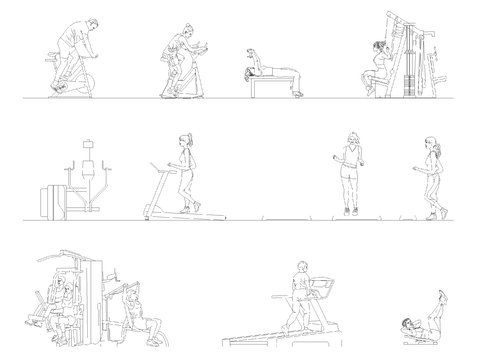  健身房的人CAD图块 