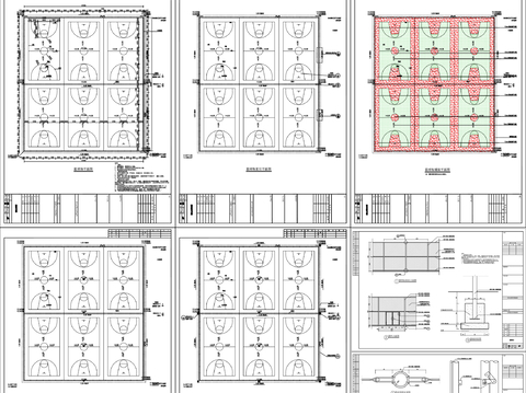  标准篮球场CAD节点大样图 
