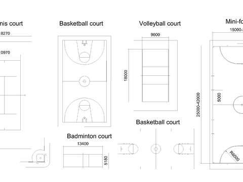  篮球场CAD图库 