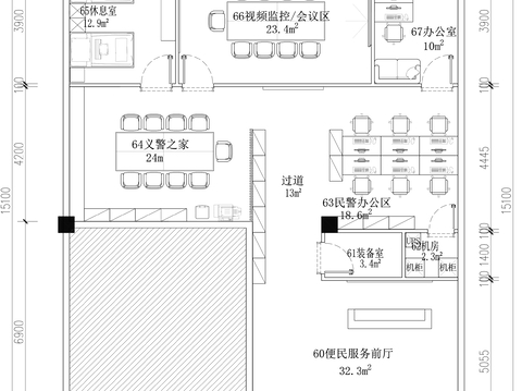  社區(qū)警務(wù)室CAD平面圖 