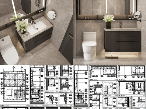  卫浴洗手台cad大样图 