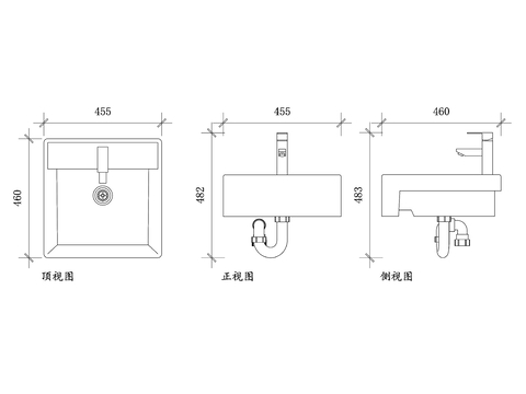  半嵌入式台盆cad图库 