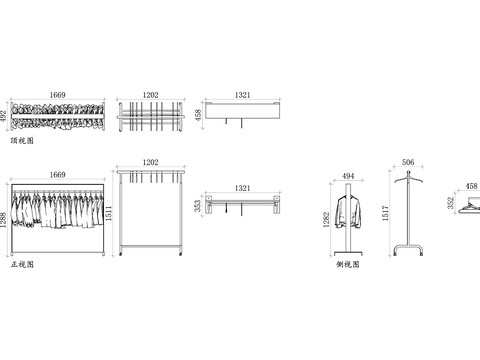  服装衣架cad图库 