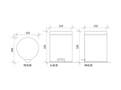  厕所垃圾桶cad图库 