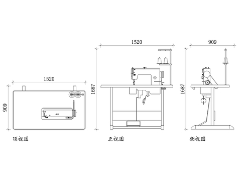  工业缝纫机平面图 缝纫机结构图 缝纫机设计图 缝制布局图cad大样图 