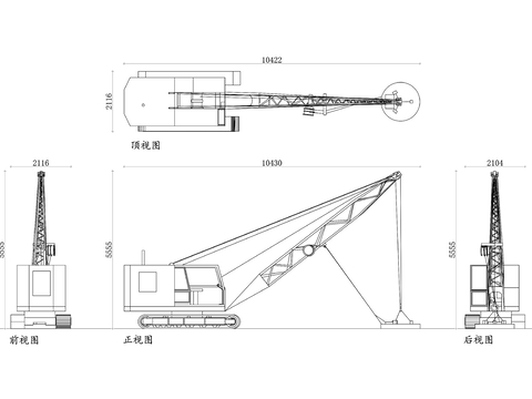  现代履带式起重机cad图库 
