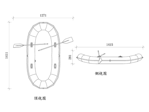 充气划艇cad图库 