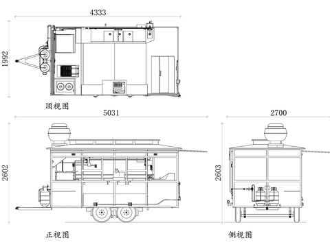  餐車拖車cad圖庫(kù) 