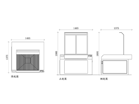  激光切割机平面图 切割机CAD三视图 