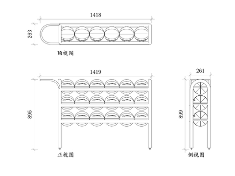  篮球架平面图 篮球架CAD三视图 