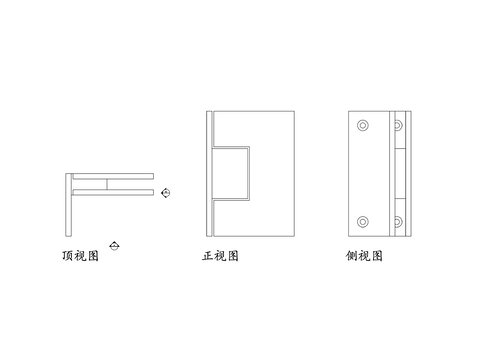  玻璃门铰链平面图 玻璃门铰链结构图 三视图 