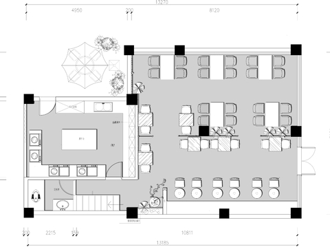  湖南粉面馆 餐厅CAD平面图 
