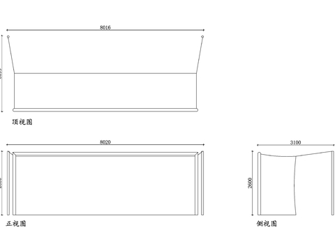  足球球门CAD三视图 