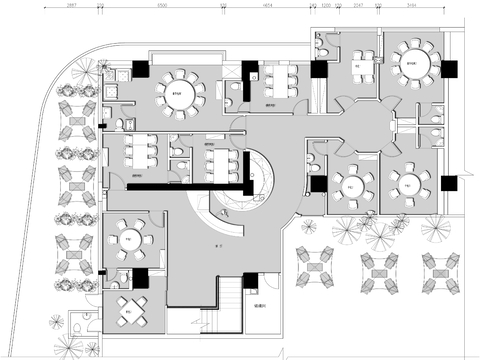  酒楼景区饭店CAD平面图 