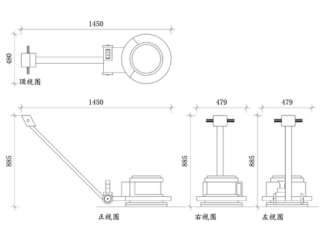  拋光機CAD三視圖 