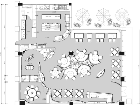  酒楼餐厅CAD平面图 