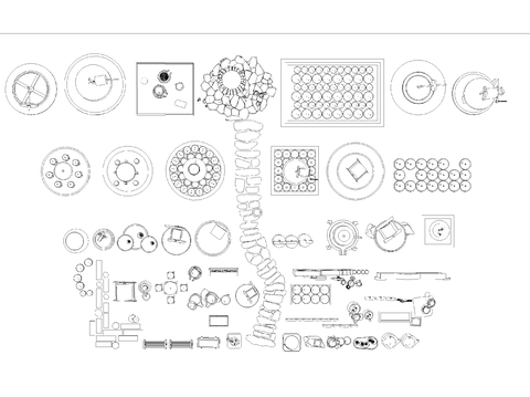  乡村村磨盘石器小品cad图库 
