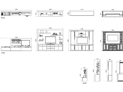  电视柜cad平面图 