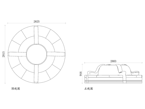  圆形沙发CAD平面图 