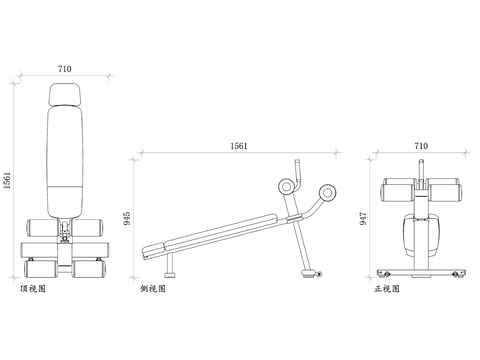  腹部训练凳cad平面图 