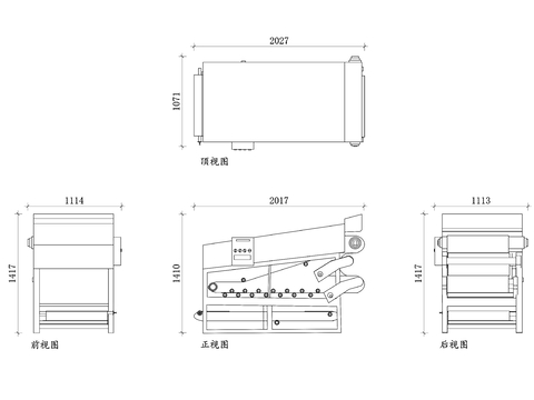  带式压滤机平面图 带式压滤机结构图 三视图 