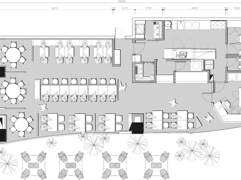  港式餐饮店CAD平面图 
