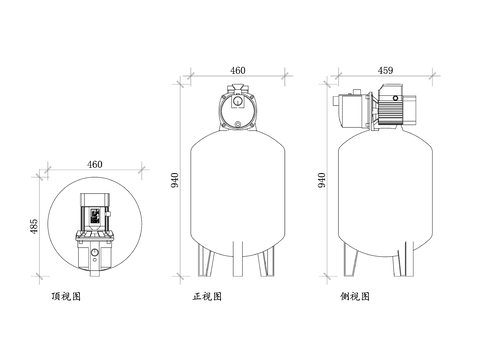  油氣罐CAD三視圖 