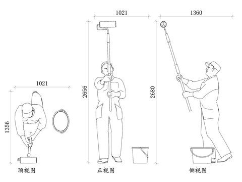  墻畫(huà)人物 CAD三視圖 