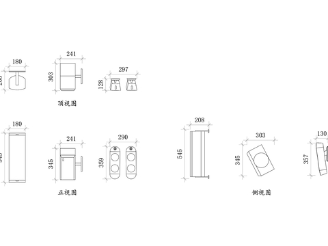  壁挂扬声器平面图 壁挂扬声器结构图 三视图 