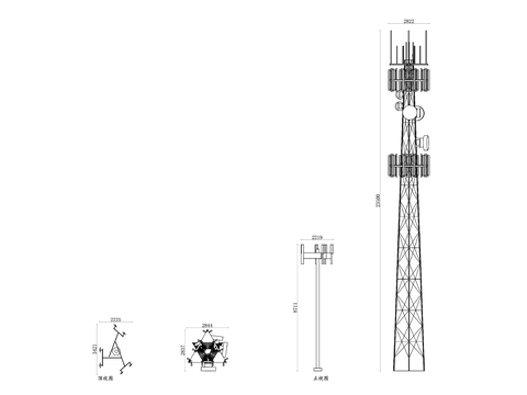  移动信号塔平面图 移动信号塔结构图 