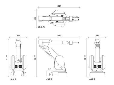  工业机器人平面图 机器人结构图 