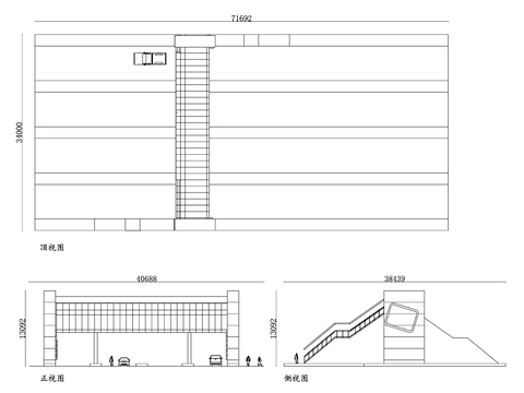  人行天桥平面图 人行天桥结构图 